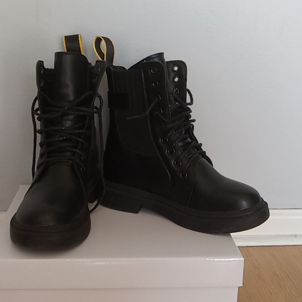 Black combat boots
